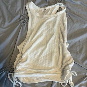 Garage Cream Asymmetrical Ruched Tank Top